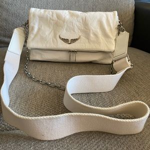 Zadig & Voltaire white crossbody,crinkled leather, zip pocket.Ideal condition.